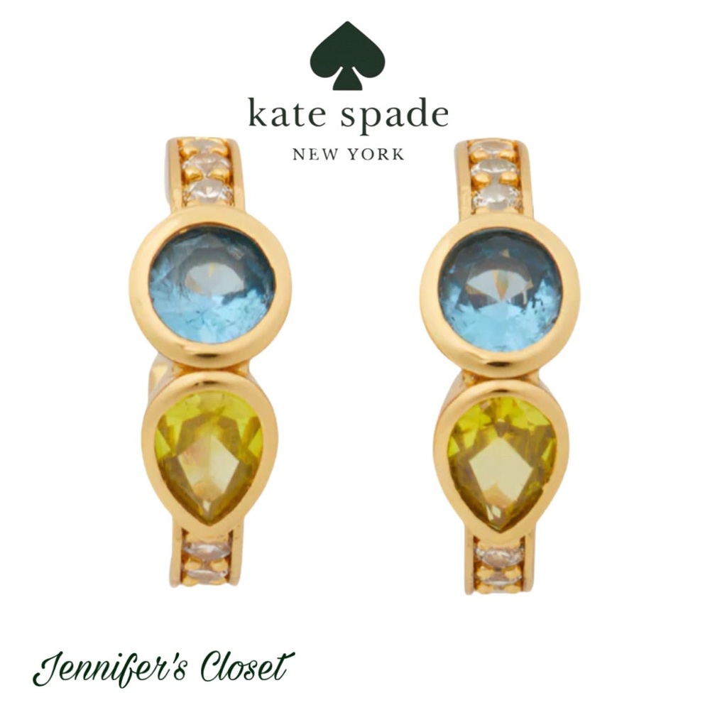 Kate Spade Multicolor Crystal Huggie Hop Earrings NWT